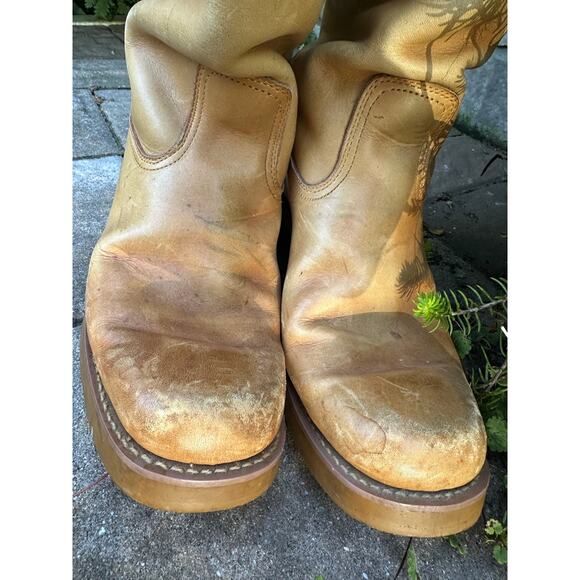 Vintage Early Cats Paw Heels Campus Pull On Boots Sz 9.5 Leather Made In Korea - Picture 2 of 16